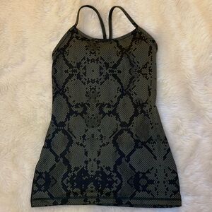 Green Snake Skin Print Racer Open Back Shelf Bra: size 4